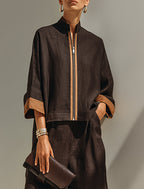 MARIANA | LINEN STAND-COLLAR TWO-PIECE SET