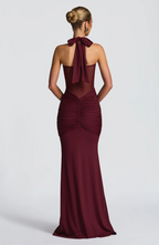 Elettra™ | Abito Lungo Halter con Drappeggio Scultoreo