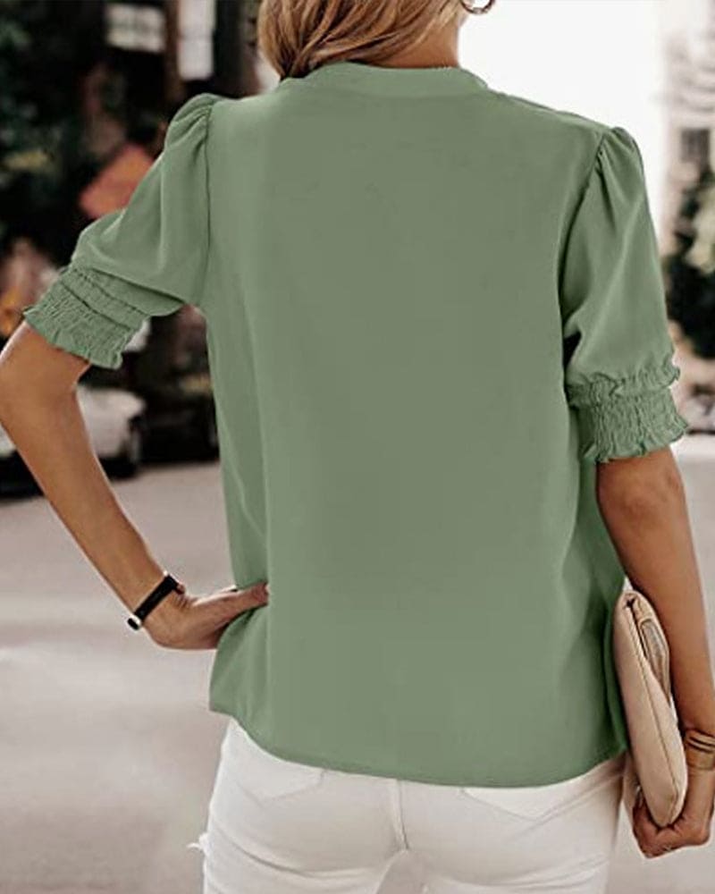 Sophia – Blusa con Scollo a V e Maniche Corte
