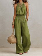 VALERIA | HALTER WIDE-LEG JUMPSUIT