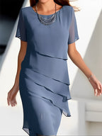 Carmel - Elegante abito in chiffon con patchwork per donne