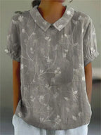 Shira - Elegante camicia da donna in lino con stampa di pesci