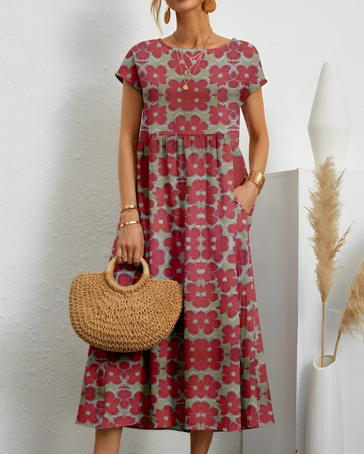 Merla - Abito midi elegante da donna con tasche