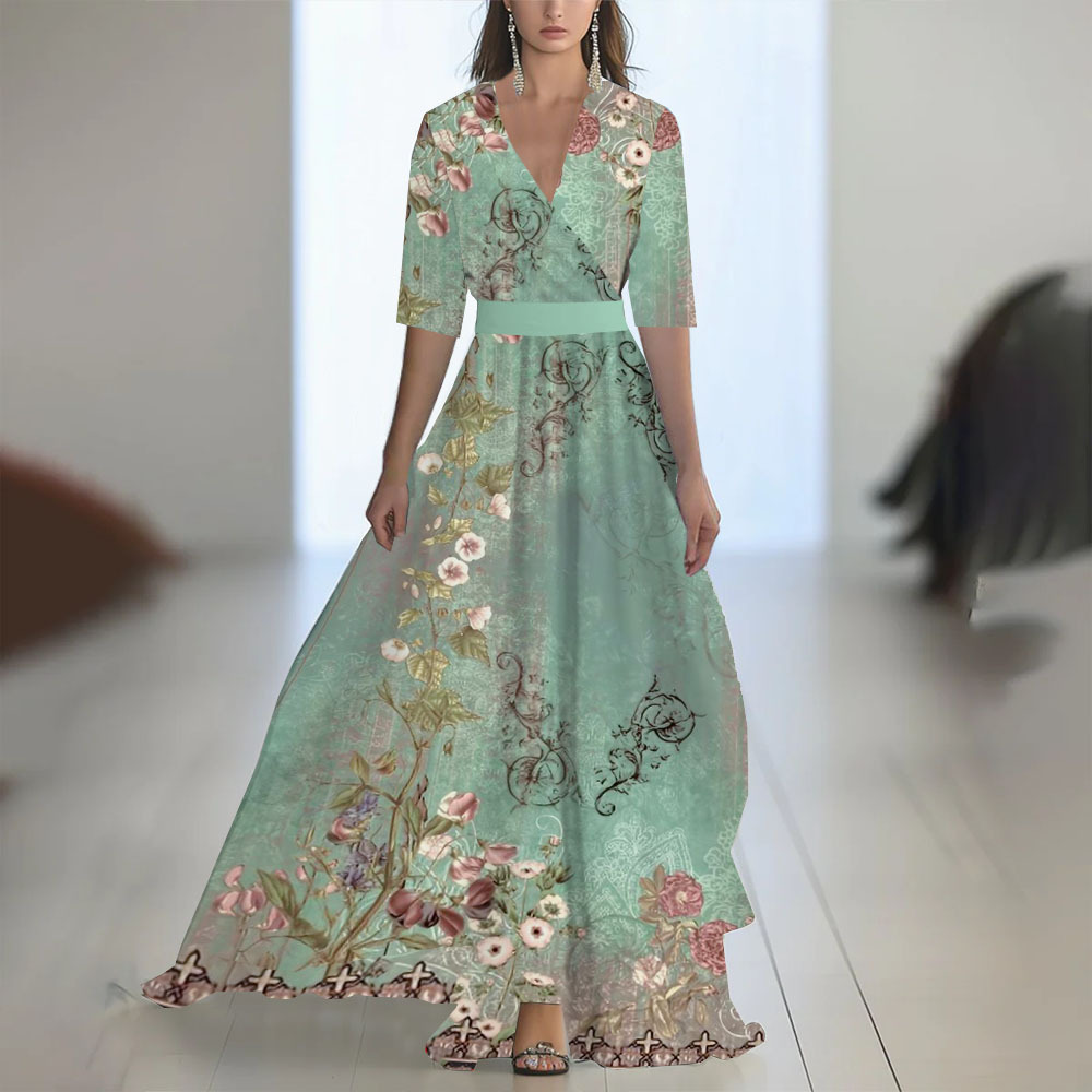 Cherise - Abito lungo alla moda con stampa floreale