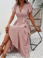 Alessandra™ – Vestito Lungo Floreale a Portafoglio