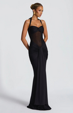 Elettra™ | Abito Lungo Halter con Drappeggio Scultoreo