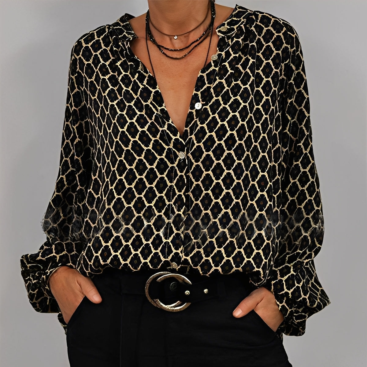 Angelle - Blusa casual, ampia per donne
