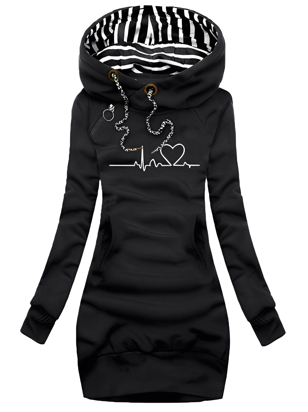 Roxanne - Abito in maglia casual stampato con cappuccio per donne