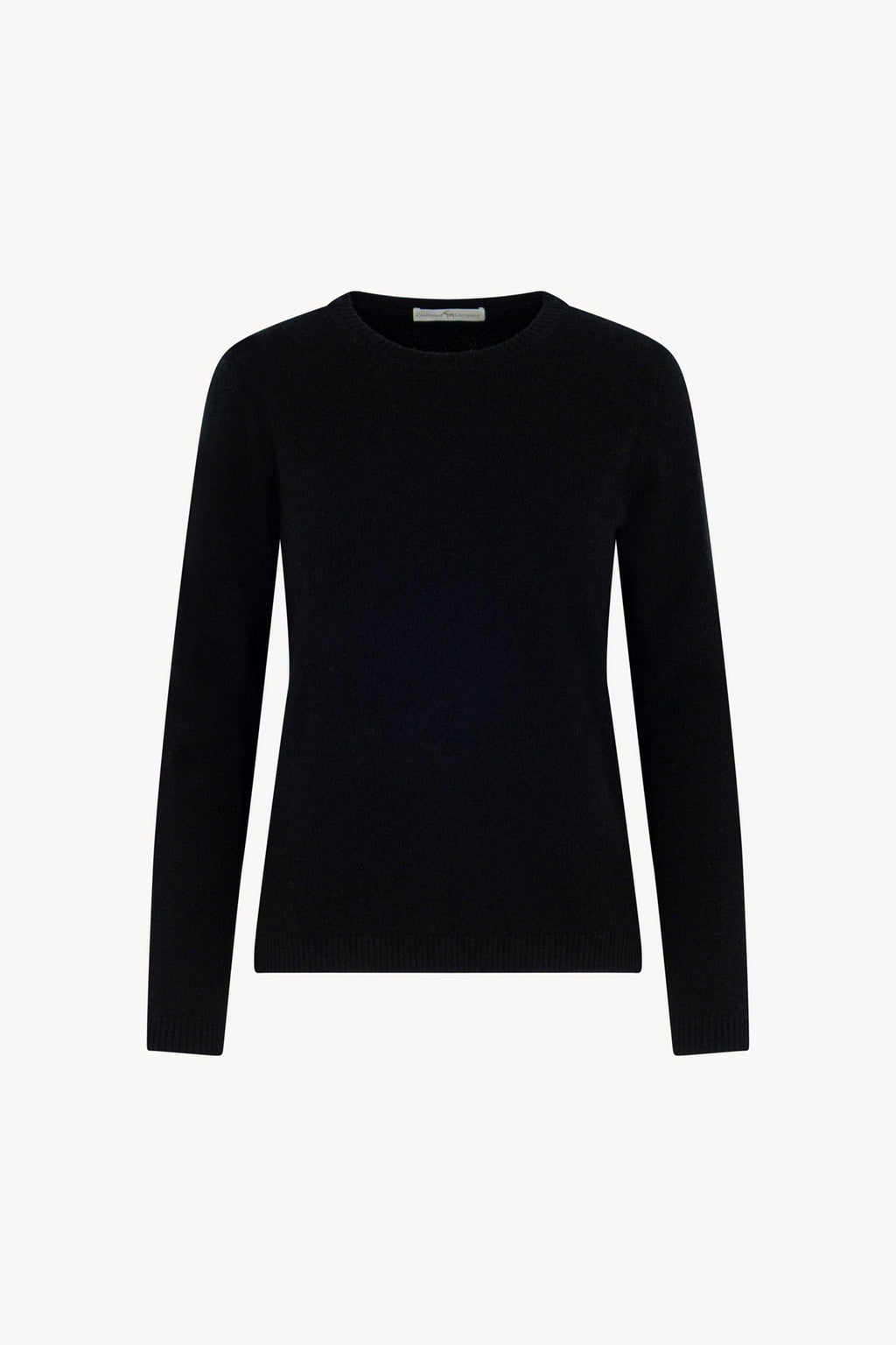 Girocollo in Maglia Rasata in Puro Cashmere Nero