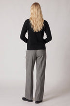 Girocollo in Maglia Rasata in Puro Cashmere Nero