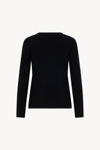 Girocollo in Maglia Rasata in Puro Cashmere Nero