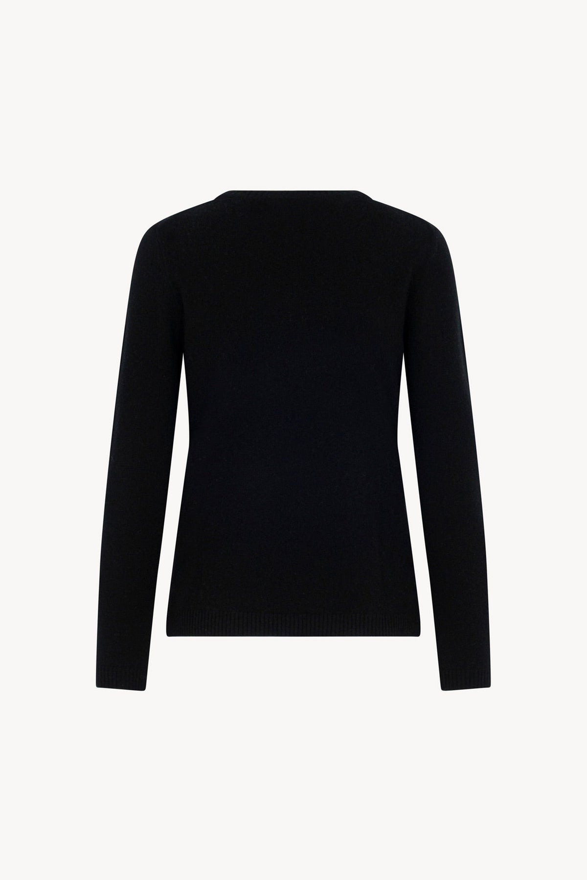 Girocollo in Maglia Rasata in Puro Cashmere Nero
