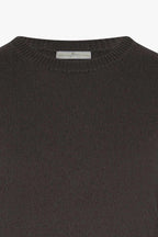 Girocollo in Maglia Rasata in Puro Cashmere Mocha