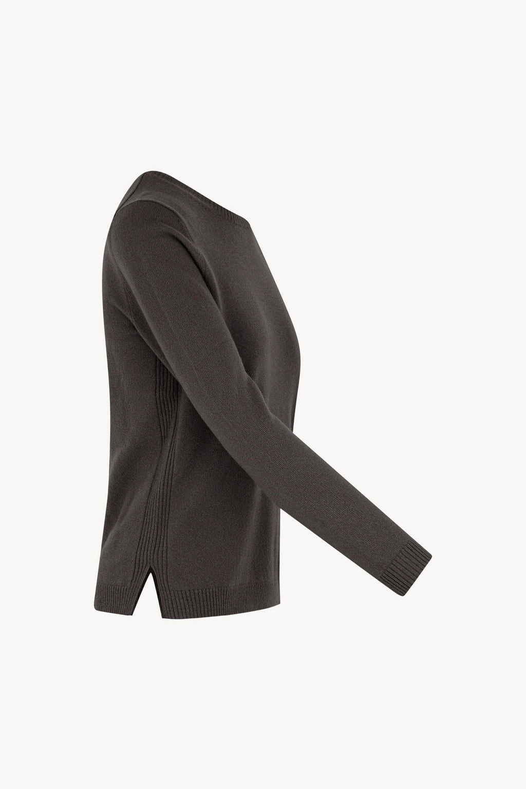 Girocollo in Maglia Rasata in Puro Cashmere Mocha