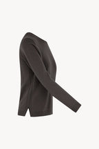 Girocollo in Maglia Rasata in Puro Cashmere Mocha