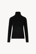 Dolcevita in Maglia Rasata in Puro Cashmere Nero