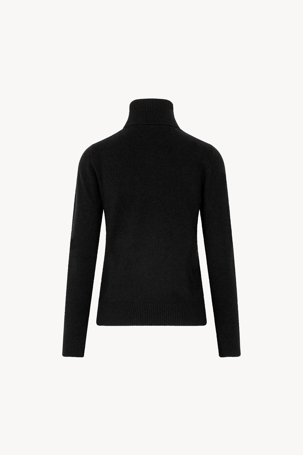 Dolcevita in Maglia Rasata in Puro Cashmere Nero
