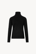 Dolcevita in Maglia Rasata in Puro Cashmere Nero