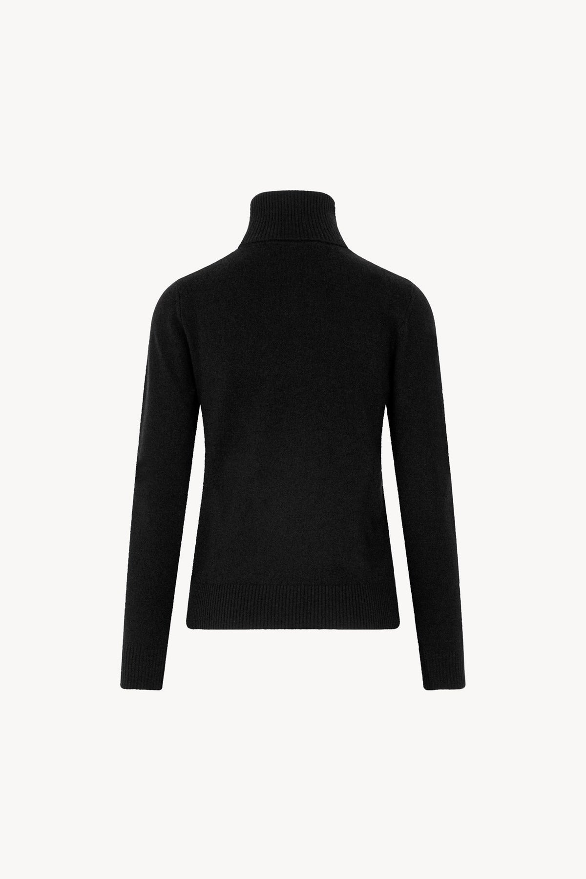 Dolcevita in Maglia Rasata in Puro Cashmere Nero