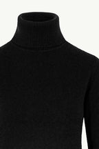 Dolcevita in Maglia Rasata in Puro Cashmere Nero