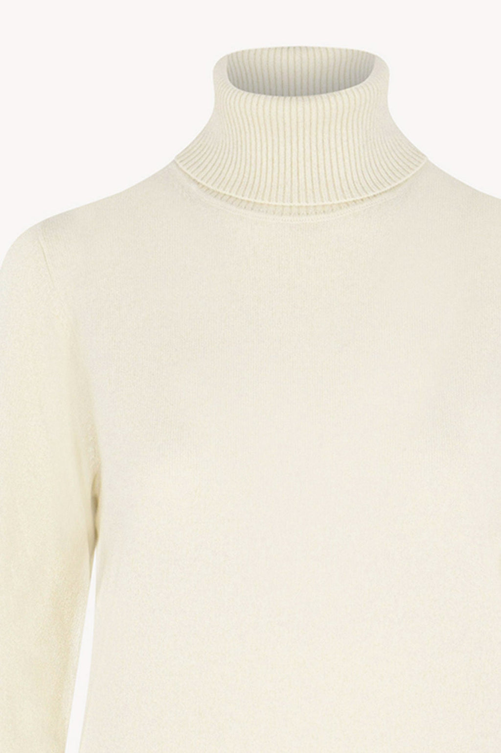 Dolcevita in Maglia Rasata in Puro Cashmere Latte