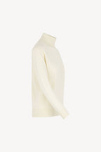 Dolcevita in Maglia Rasata in Puro Cashmere Latte
