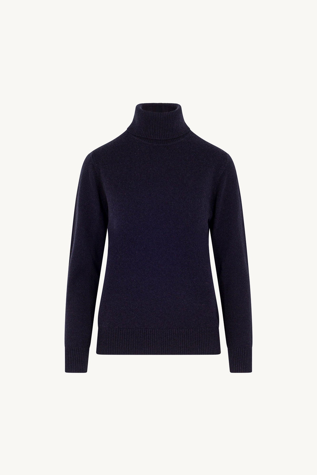 Dolcevita in Maglia Rasata in Puro Cashmere Notte