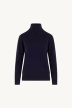 Dolcevita in Maglia Rasata in Puro Cashmere Notte