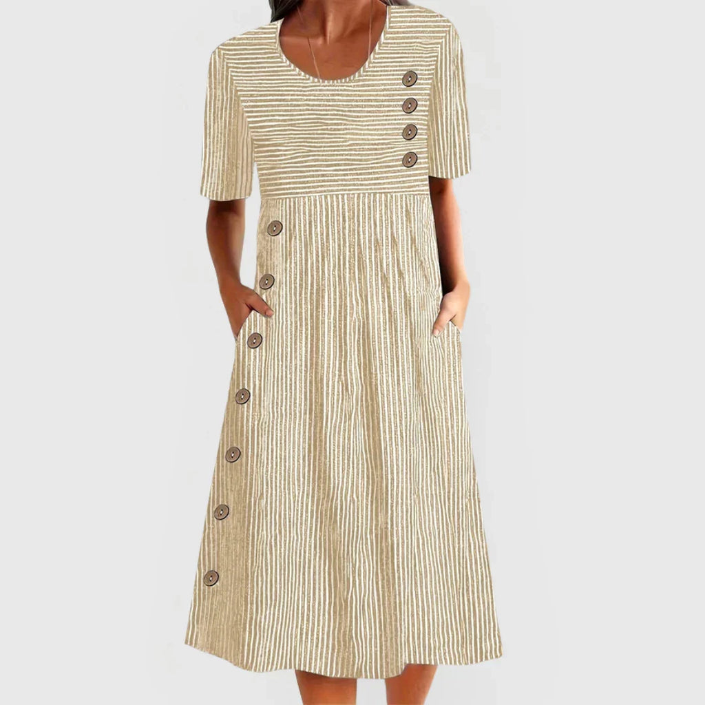 SIENNA | BREATHABLE STRIPE MIDI DRESS