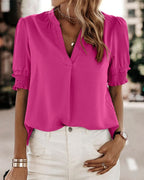 Sophia – Blusa con Scollo a V e Maniche Corte