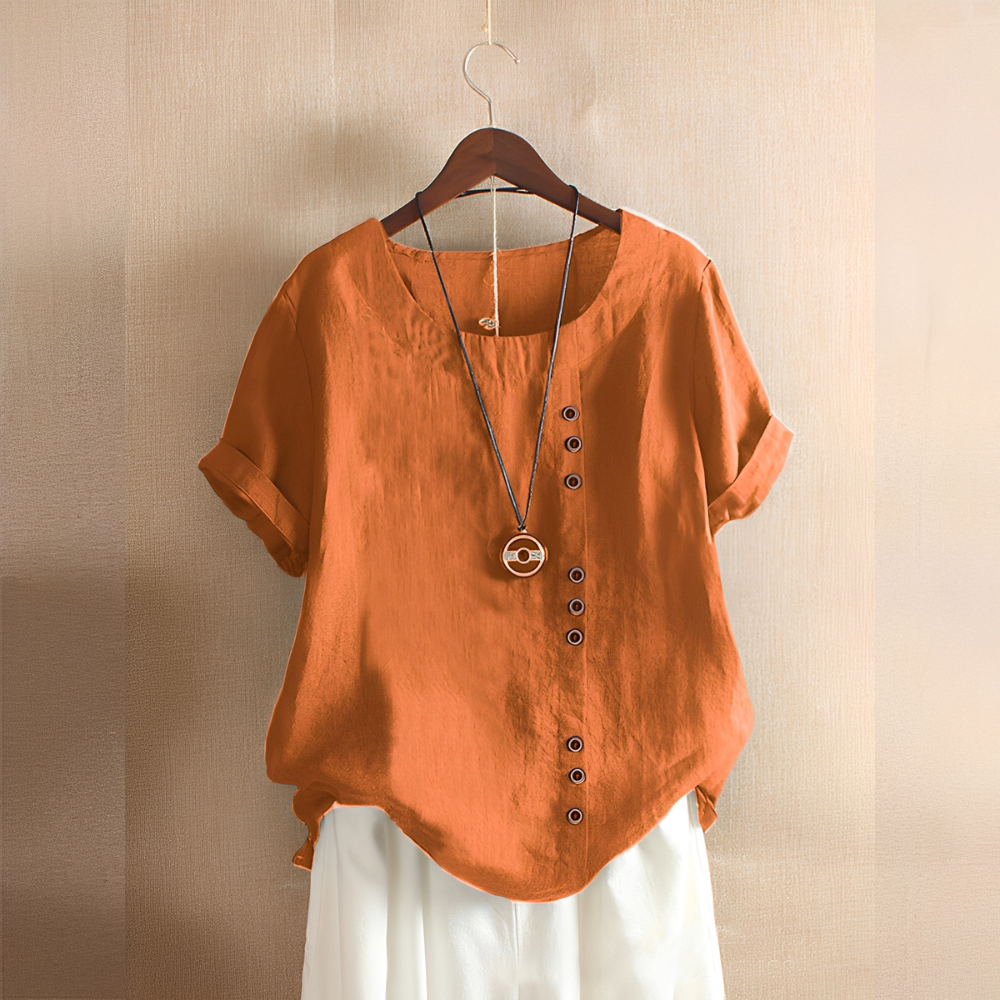 Corrine - Classica blusa in lino a vestibilità ampia per donne