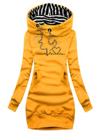 Roxanne - Abito in maglia casual stampato con cappuccio per donne