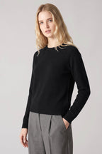 Girocollo Manica Raglan in Puro Cashmere Nero