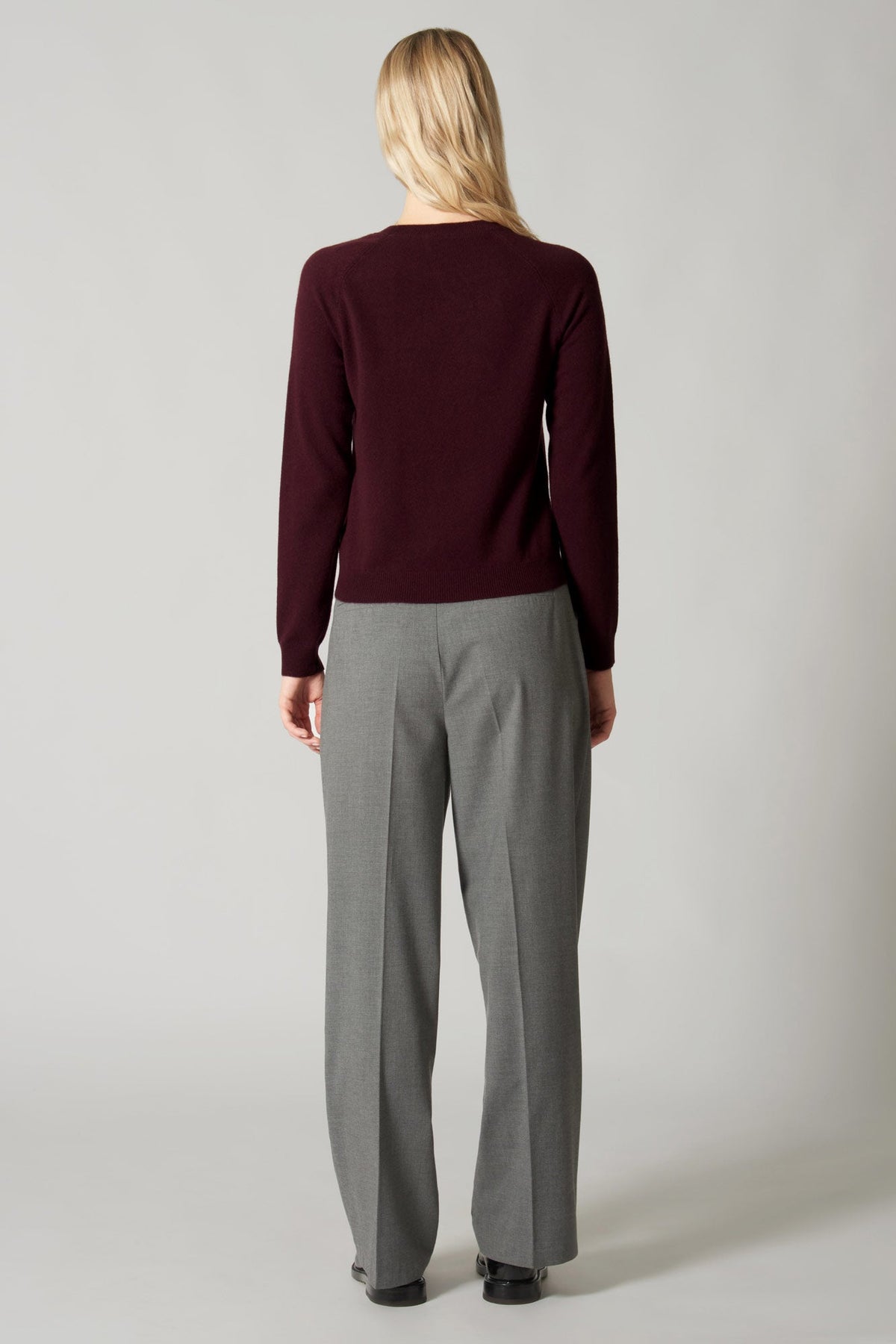 Girocollo Manica Raglan in Puro Cashmere Acero