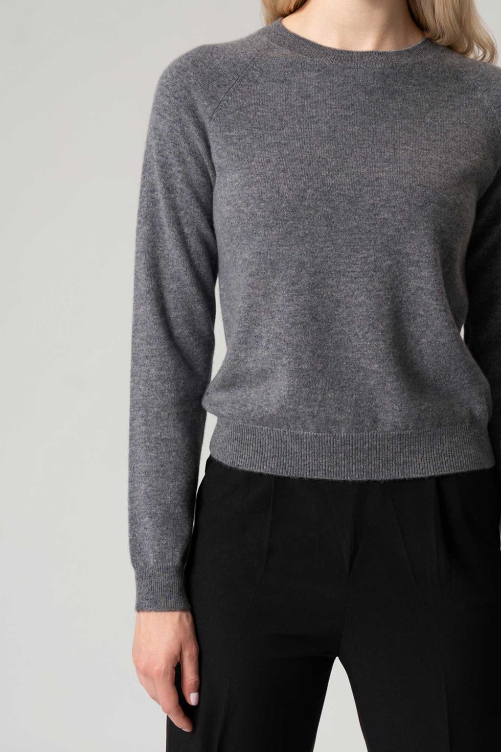 Girocollo Manica Raglan in Puro Cashmere Derby