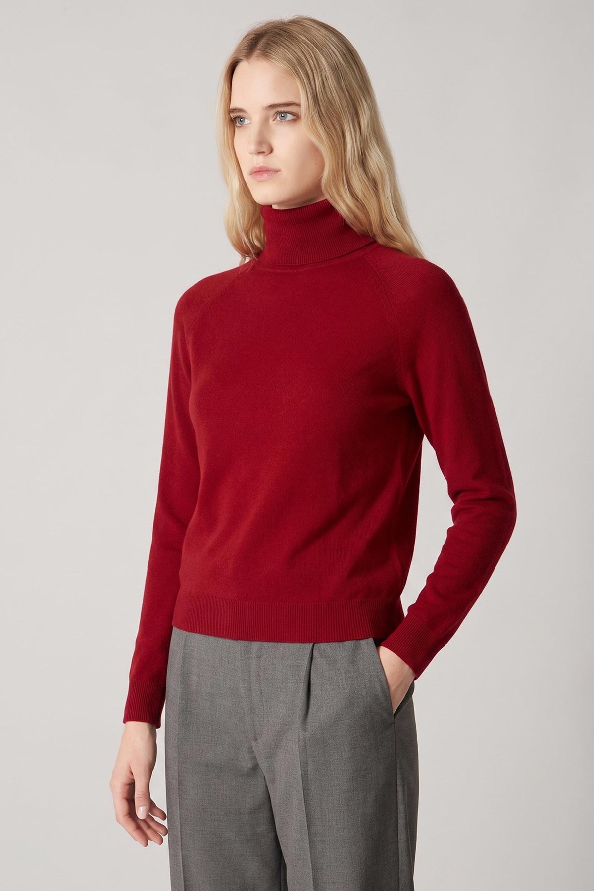 Dolcevita Manica Raglan in Puro Cashmere Rubino