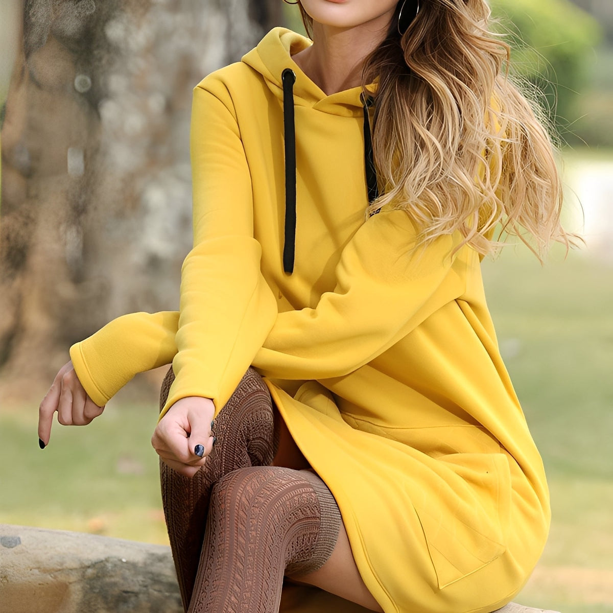Glenna - Abito con cappuccio a maniche lunghe per donne