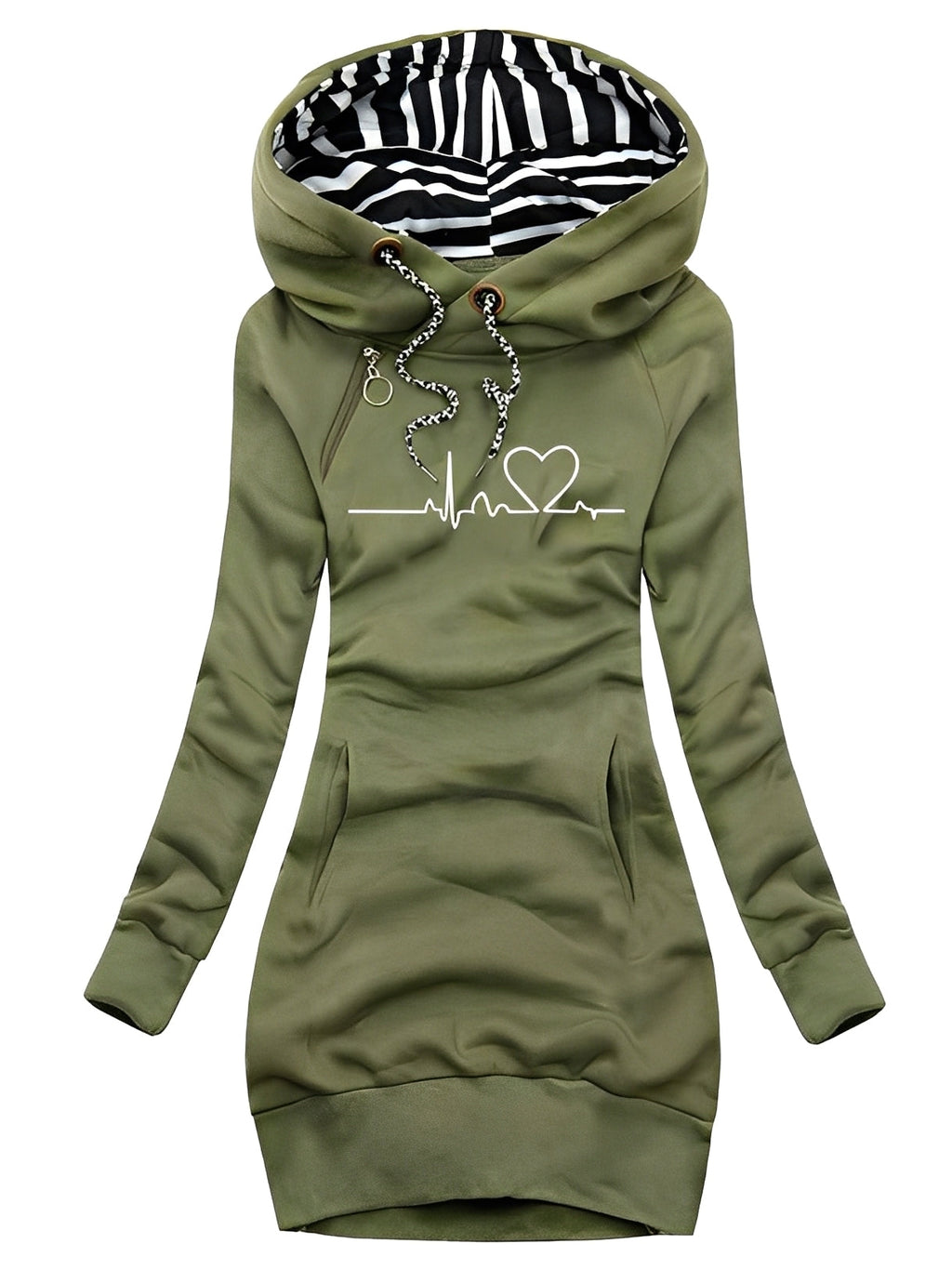 Roxanne - Abito in maglia casual stampato con cappuccio per donne