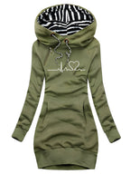 Roxanne - Abito in maglia casual stampato con cappuccio per donne