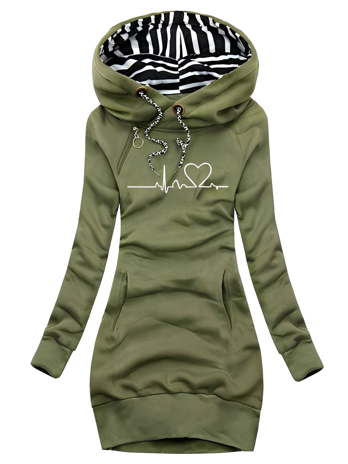 Roxanne - Abito in maglia casual stampato con cappuccio per donne