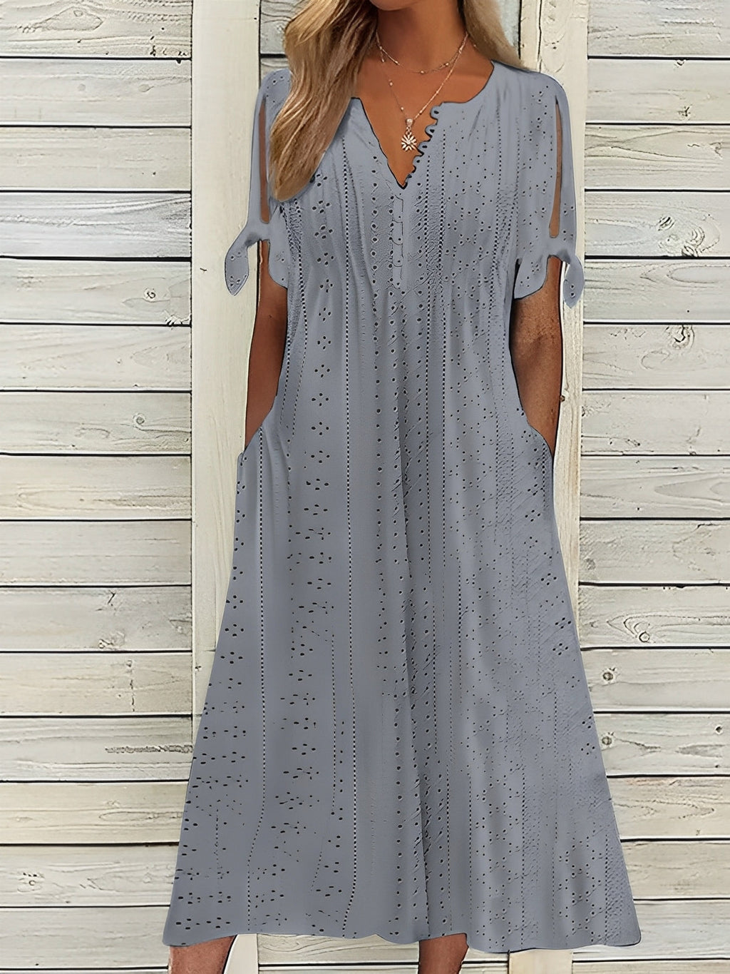 Elena - Abito midi boho con dettagli cut-out