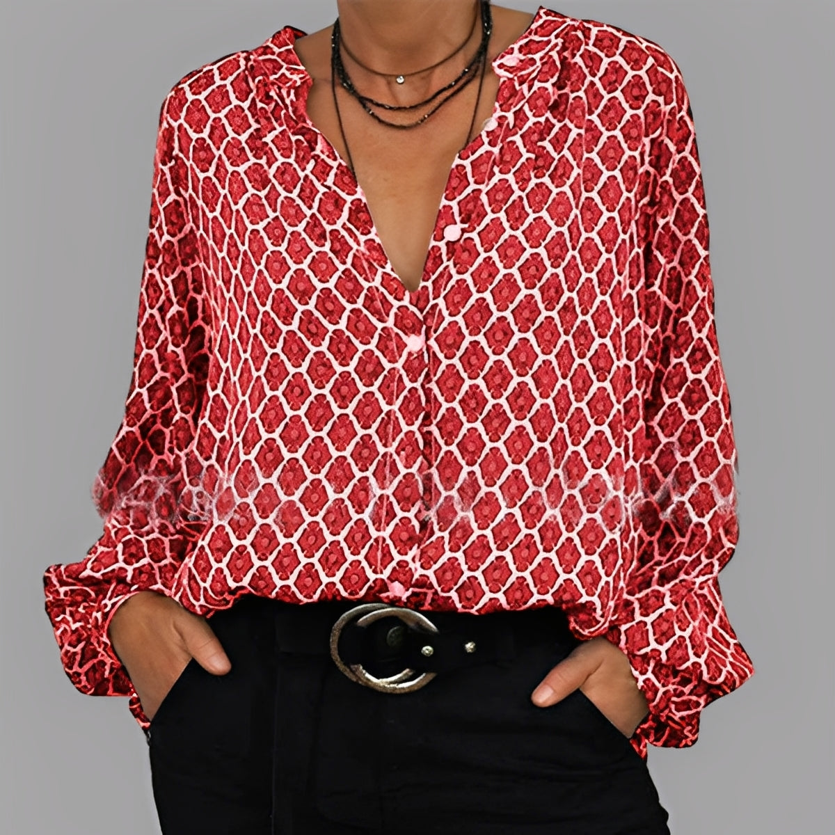 Angelle - Blusa casual, ampia per donne