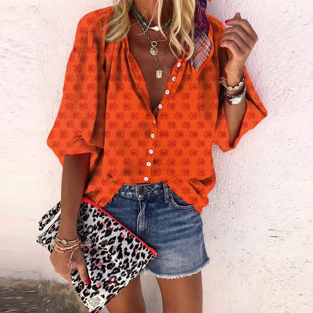Isabella - Top Fiorito con Bottoni Vintage