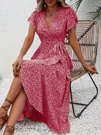 Alessandra™ – Vestito Lungo Floreale a Portafoglio