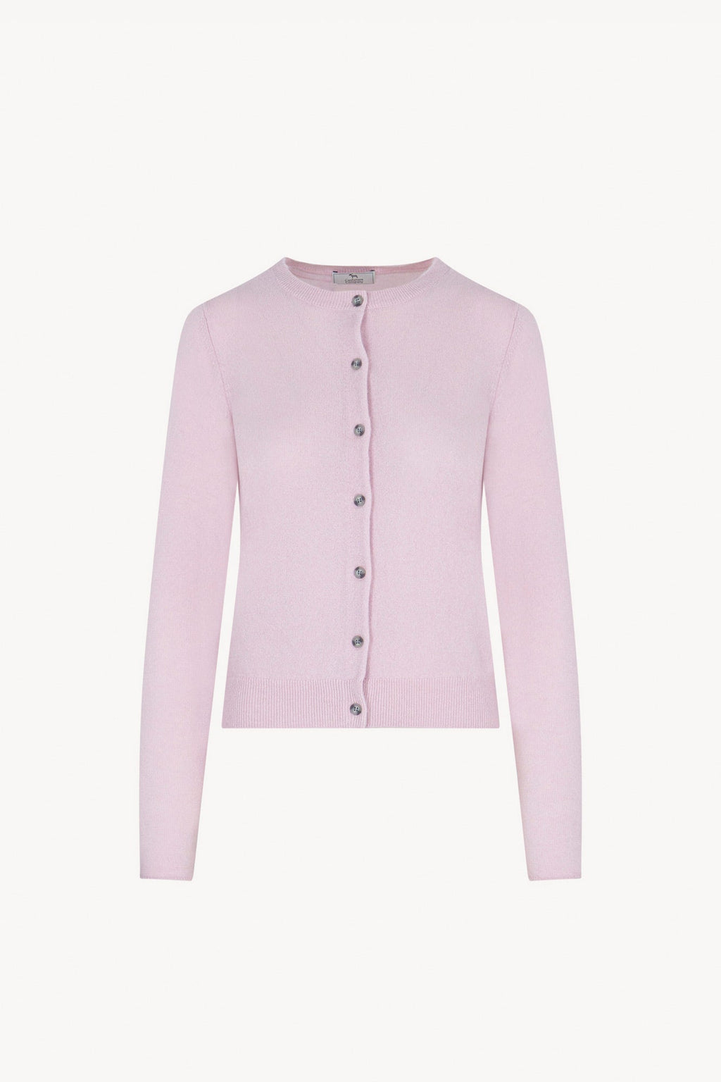 Cardigan Girocollo in Puro Cashmere Rosa