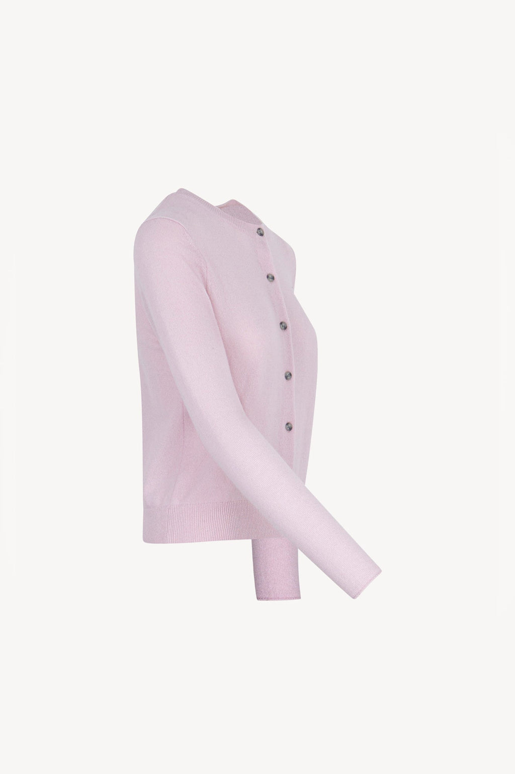 Cardigan Girocollo in Puro Cashmere Rosa
