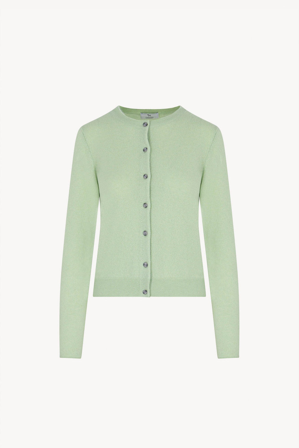 Cardigan Girocollo in Puro Cashmere Verde Pastello