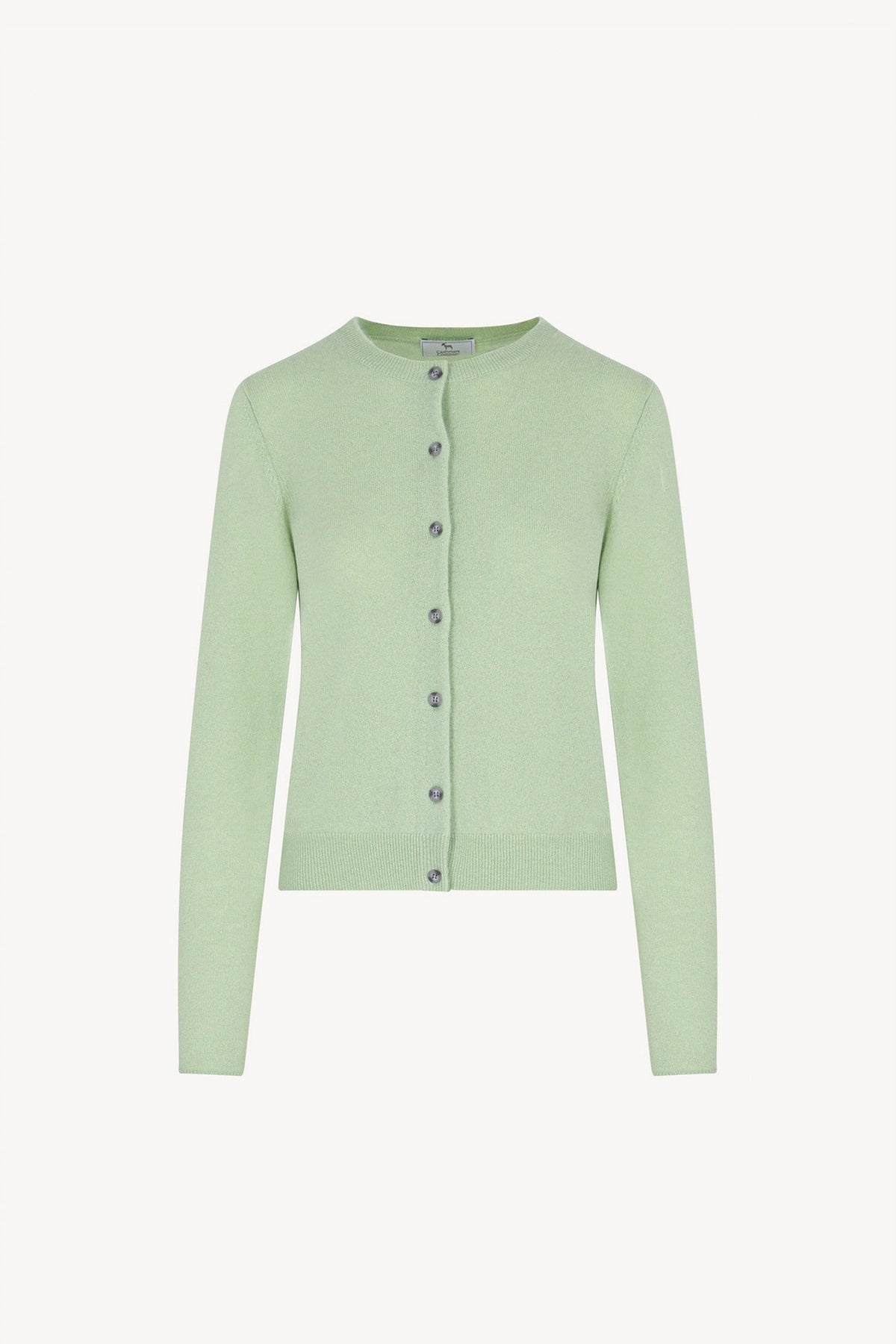 Cardigan Girocollo in Puro Cashmere Verde Pastello