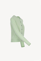 Cardigan Girocollo in Puro Cashmere Verde Pastello