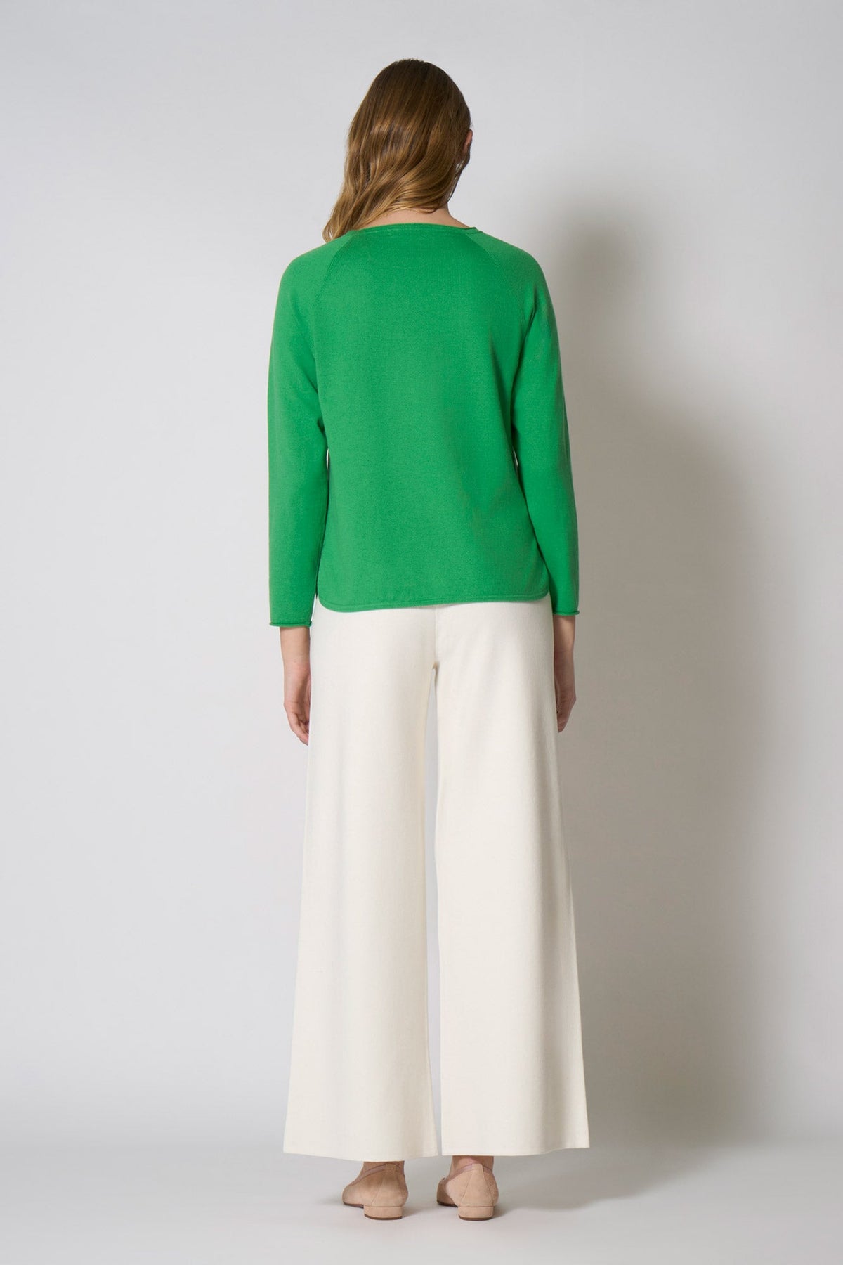 Maglia Girocollo in Cotone Seta Cashmere Verde